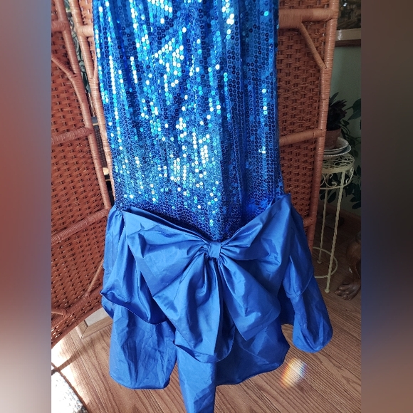90s Gown Alyce Designs Vintage Royal Blue Homecoming Sequin Dress - Picture 4 of 8